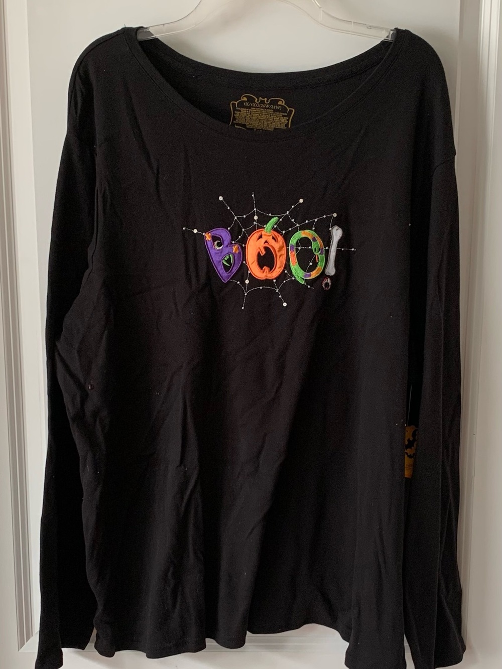 Black Halloween 'BOO!' Long Sleeve Top
